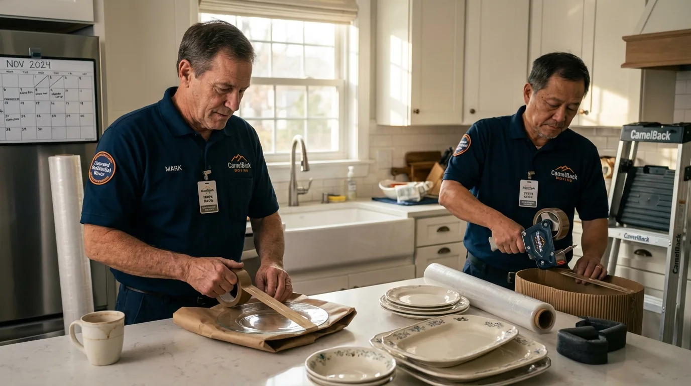Professional crew packing kitchen dishware in Ishpeming, MI